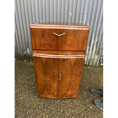 199 - A deco style walnut drinks cabinet 61x30x105