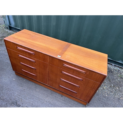 2 - A g plan fresco teak lowboy chest of 8 drawers 142x44x77