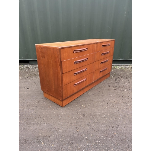 2 - A g plan fresco teak lowboy chest of 8 drawers 142x44x77