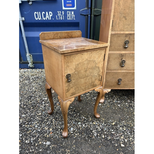 20 - A walnut gents tallboy with matching bedside marked WARING AND GILLOW