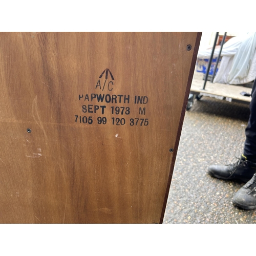 201 - A retro teak chest of five drawers marked with military purpose stamp 92x52 x88