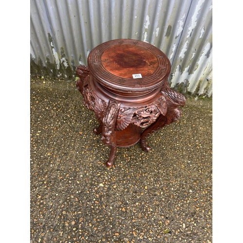 203 - A carved hardwood plant stand with eagles 77cm high