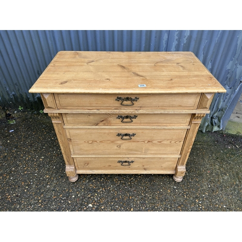 208 - A continental pine chest of four drawers 100x55x90