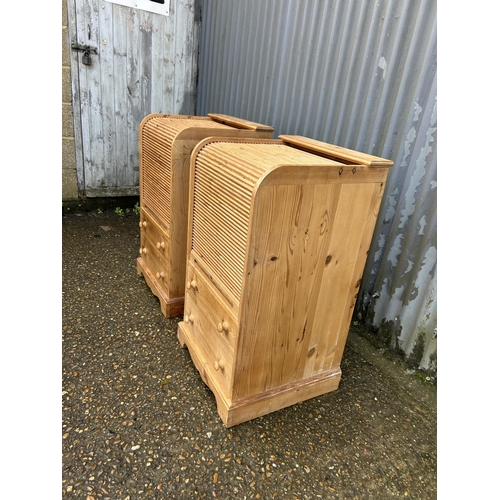 219 - A pair of pine tambour units 50x40x88