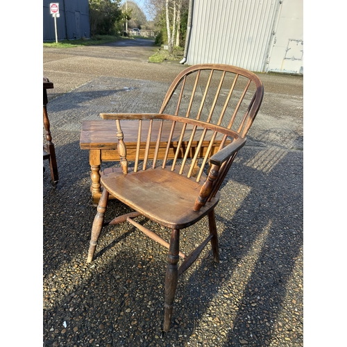 241 - A stick back carver chair, fold over coffee table and oak trolley