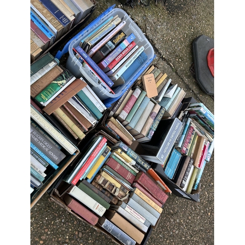 296 - 8 trays assorted books (plastic crates not included)