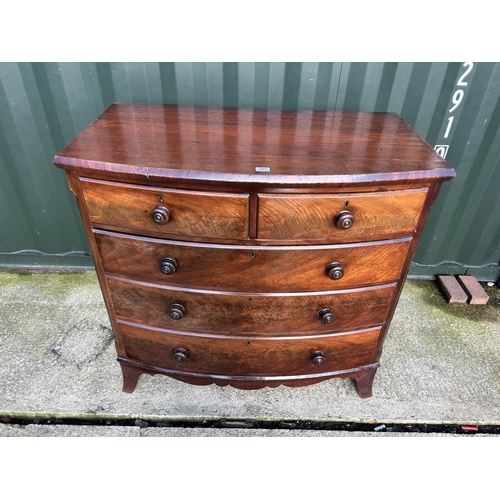 305 - A Victorian mahogany bow front chest of five drawers  116x64x110