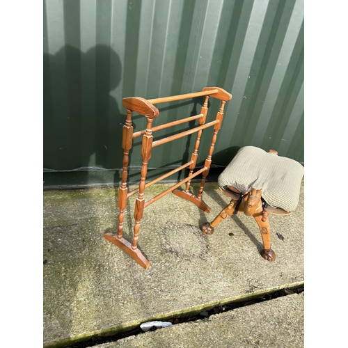 319 - A camel stool together with a pine airer