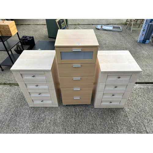 341 - A pair of modern bedsides together with an Ikea tallboy chest of drawers