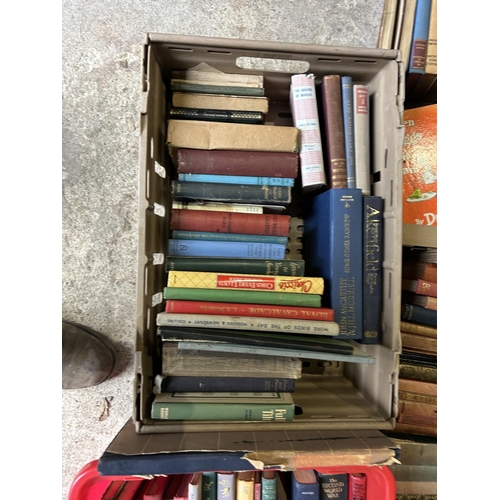 361 - A collection of 10 trays of antique and other assorted books