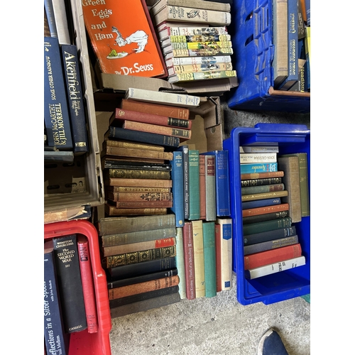 361 - A collection of 10 trays of antique and other assorted books