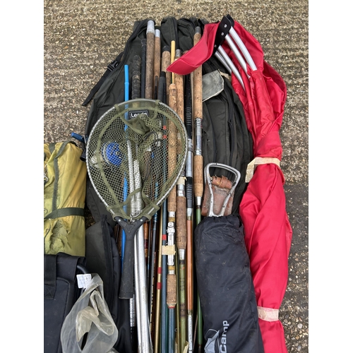 417 - Collection of fishing equipment, rods, nets etc