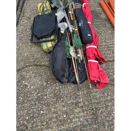 417 - Collection of fishing equipment, rods, nets etc