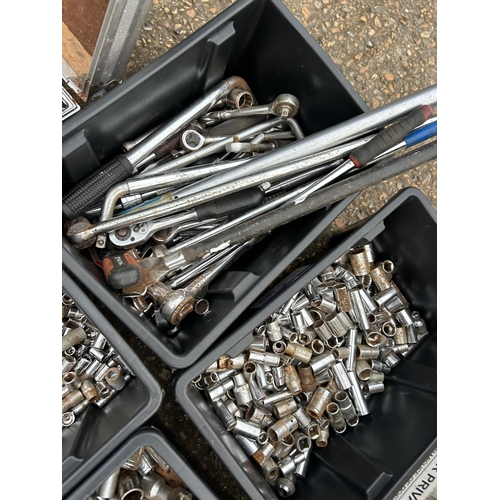 419 - Seven boxes of sockets, spanner's and wrenches (5 cases)