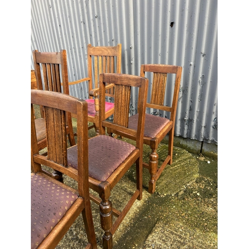 56 - Six 1920's oak dining chairs (2 styles)