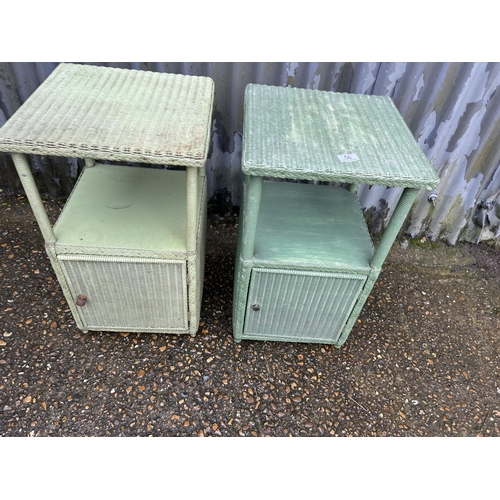 66 - A pair of green Lloyd loom bedsides