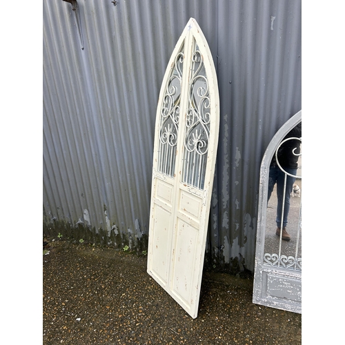 78 - A large white painted garden shutter mirror  60x180