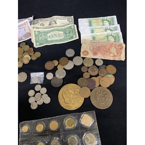 1012 - Collection of English and foreign coins plus notes