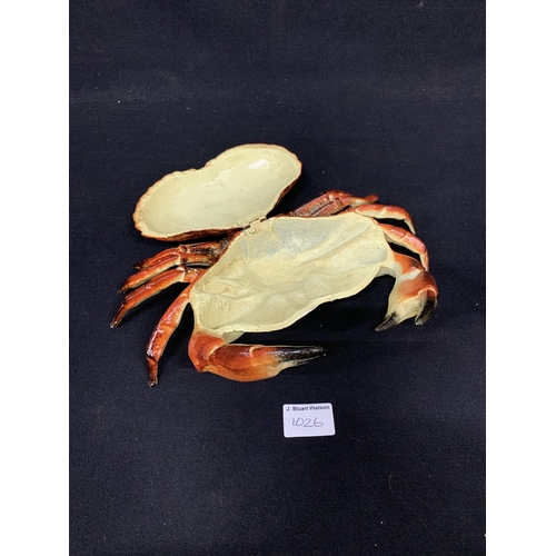 1026 - Large painted cast iron hinged Crab Box, width 33 cms