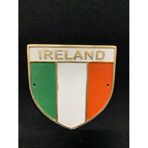 1027 - Cast Aluminium Ireland Shield, height 22 cms