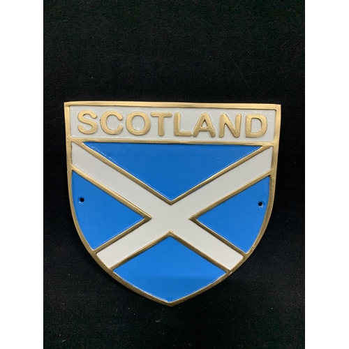 1028 - Cast Aluminium Scotland Shield, height 22 cms