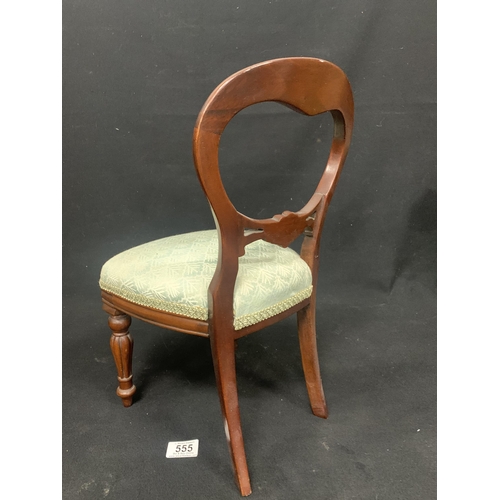 555 - Miniature reproduction Victorian balloon backed chair, height 44cms