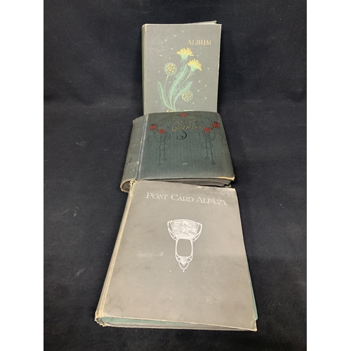 560 - 3 early 20th century postcard albums, containing 220 cards, including 55 silk cards