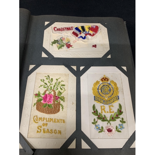 560 - 3 early 20th century postcard albums, containing 220 cards, including 55 silk cards