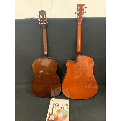 574 - 2 Chantry acoustic guitars, model 2460 and model 4066, Guitar tutor book and CD (3)