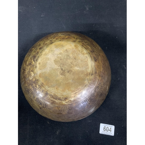 604 - Bronze bowl, diameter 24cms, height 11cms