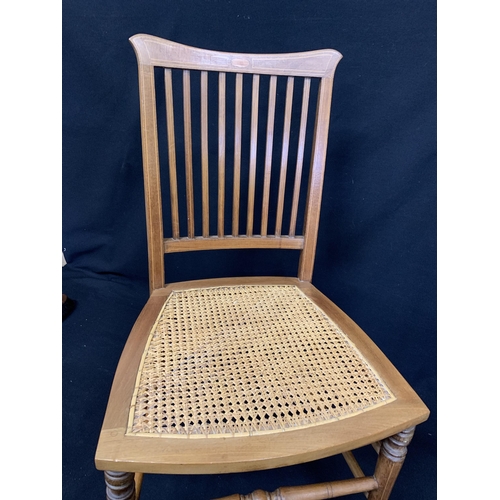 651 - Inlaid cane seat chair, height 78cms