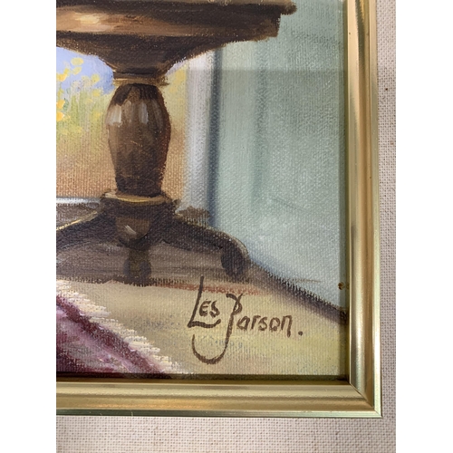 997 - Three Gilt framed Oils on canvas, two signed Les Parson