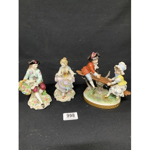 998 - Collection of seven decorative porcelain figures, tallest 21 cms