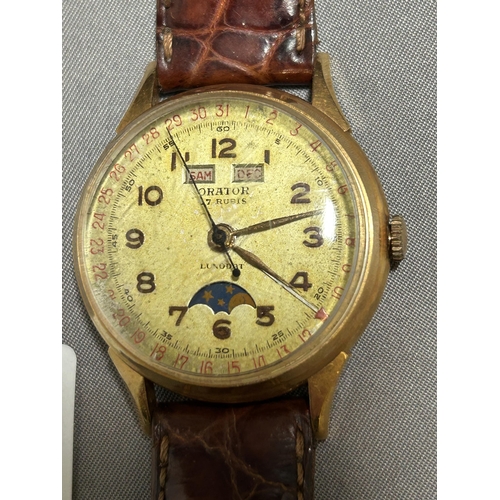 934 - Gents vintage Orator 'Lunodat' Triple Calendar Moon Phase Wristwatch, circa 1945, Serial No 22772, m... 