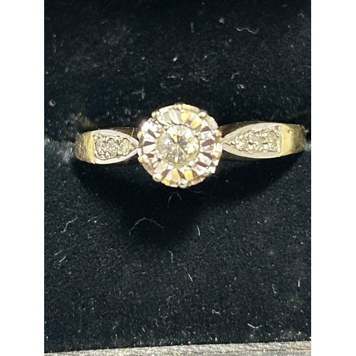 944 - 18ct Gold Illusion set Diamond Ring, size Q, weight 3.2 gms