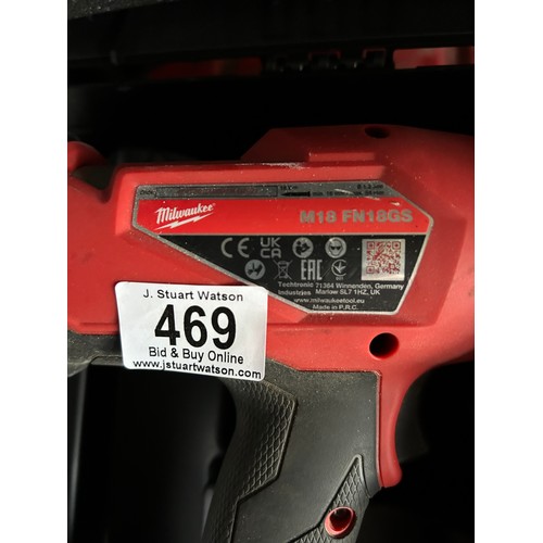 469 - Cased Milwaukee cordless nail gun