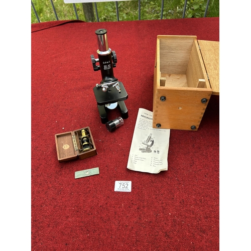 Modern Opax Microscope and antique boxed miniature Microscope