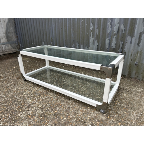 108 - A mid century two tier glass coffee table by HABITAT 110x67x40