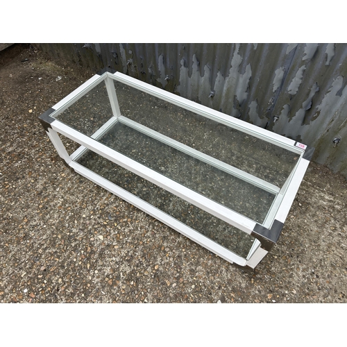 108 - A mid century two tier glass coffee table by HABITAT 110x67x40