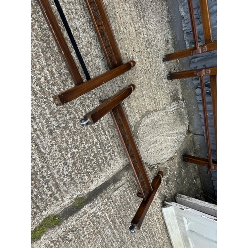 91 - A pair of oak linen fold single bed frames