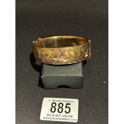 885 - 9ct Gold Bracelet with engraved decoration, marked 9ct, 1/5th 9ct Metal Core, gross weight 41.6 gms