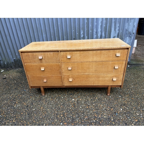 22 - A retro light oak lowboy chest of drawers 120x42x70