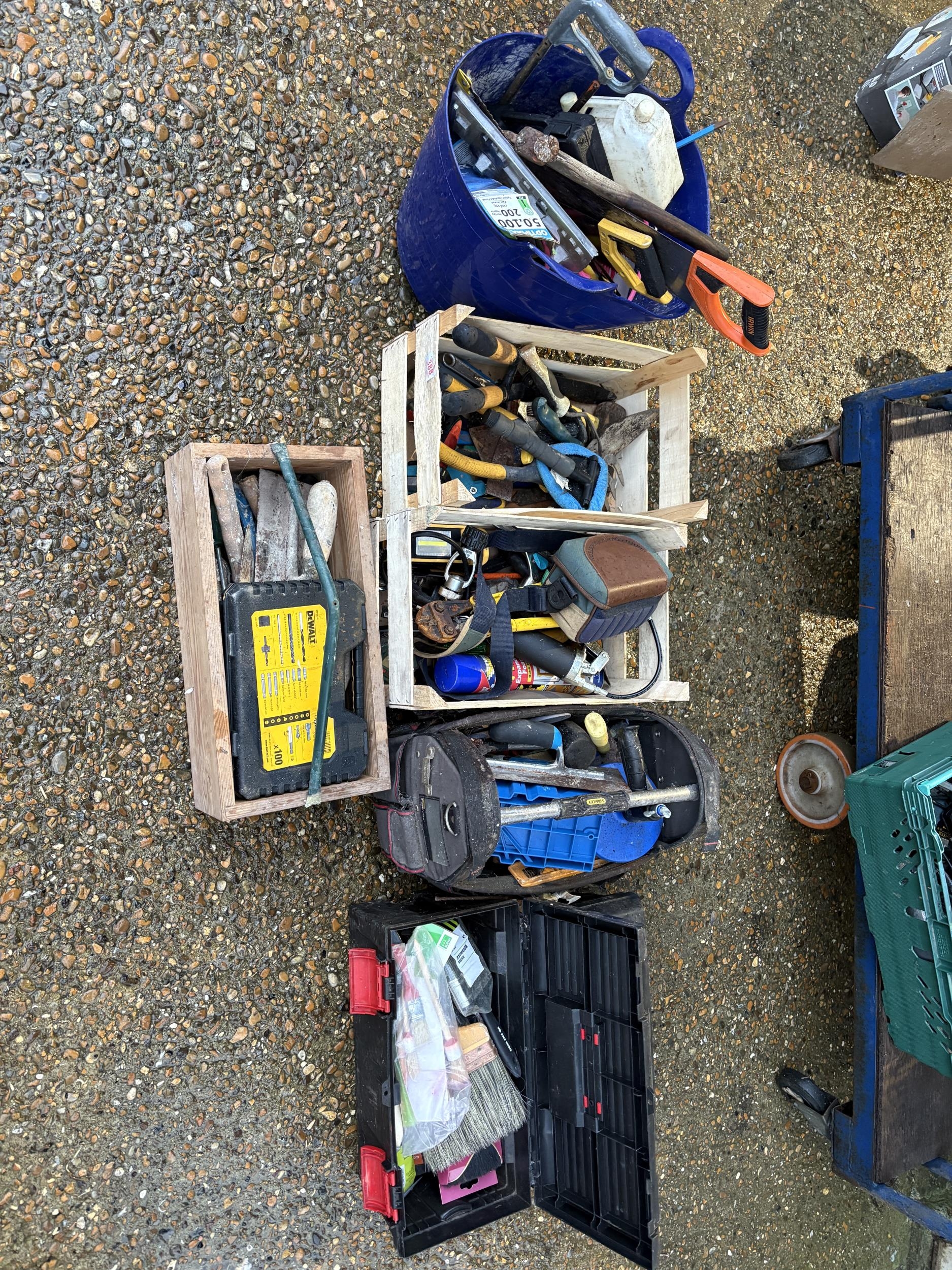 Four boxes and three tool boxes containing assorted tools
