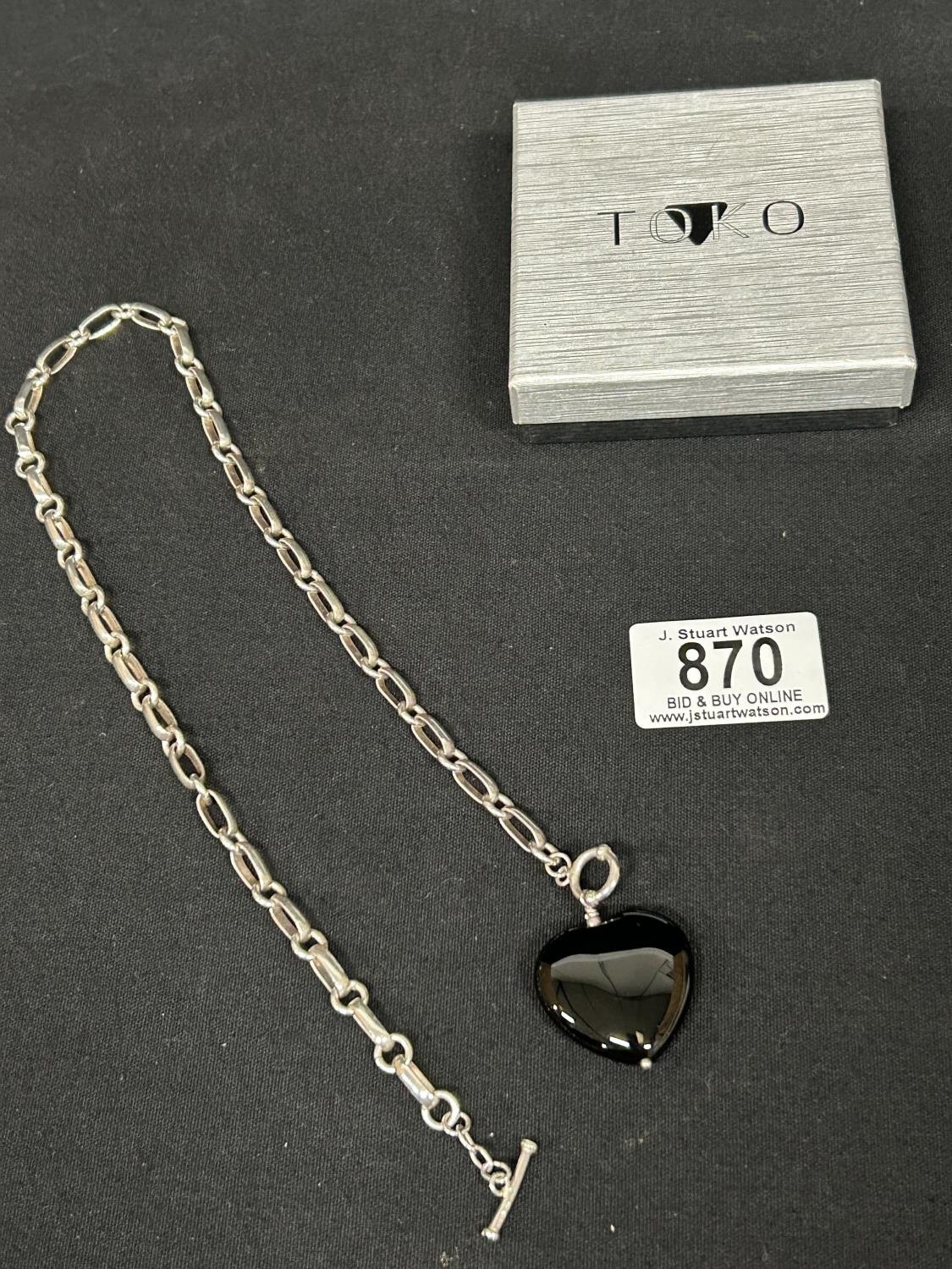 Silver: Toko Heart Pendant on Sterling Silver Chain, marked 925, chain ...