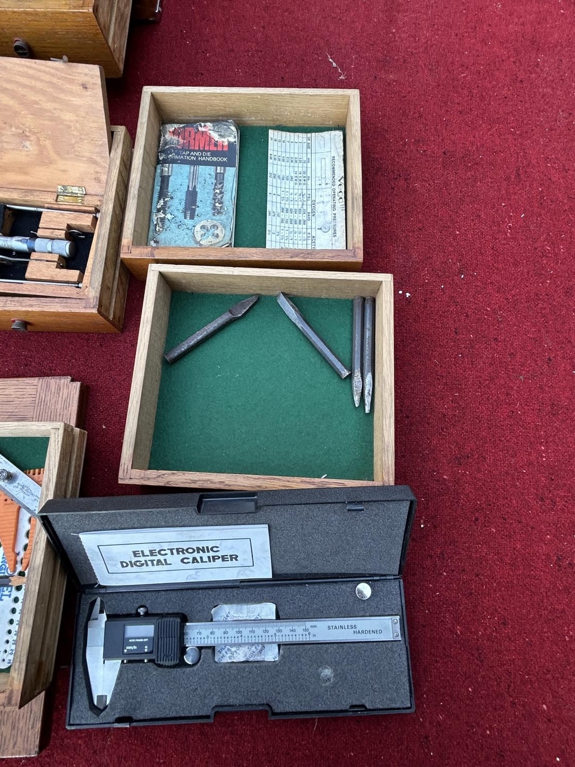 Oak engineers cabinet together with precision engineering tools, and ...