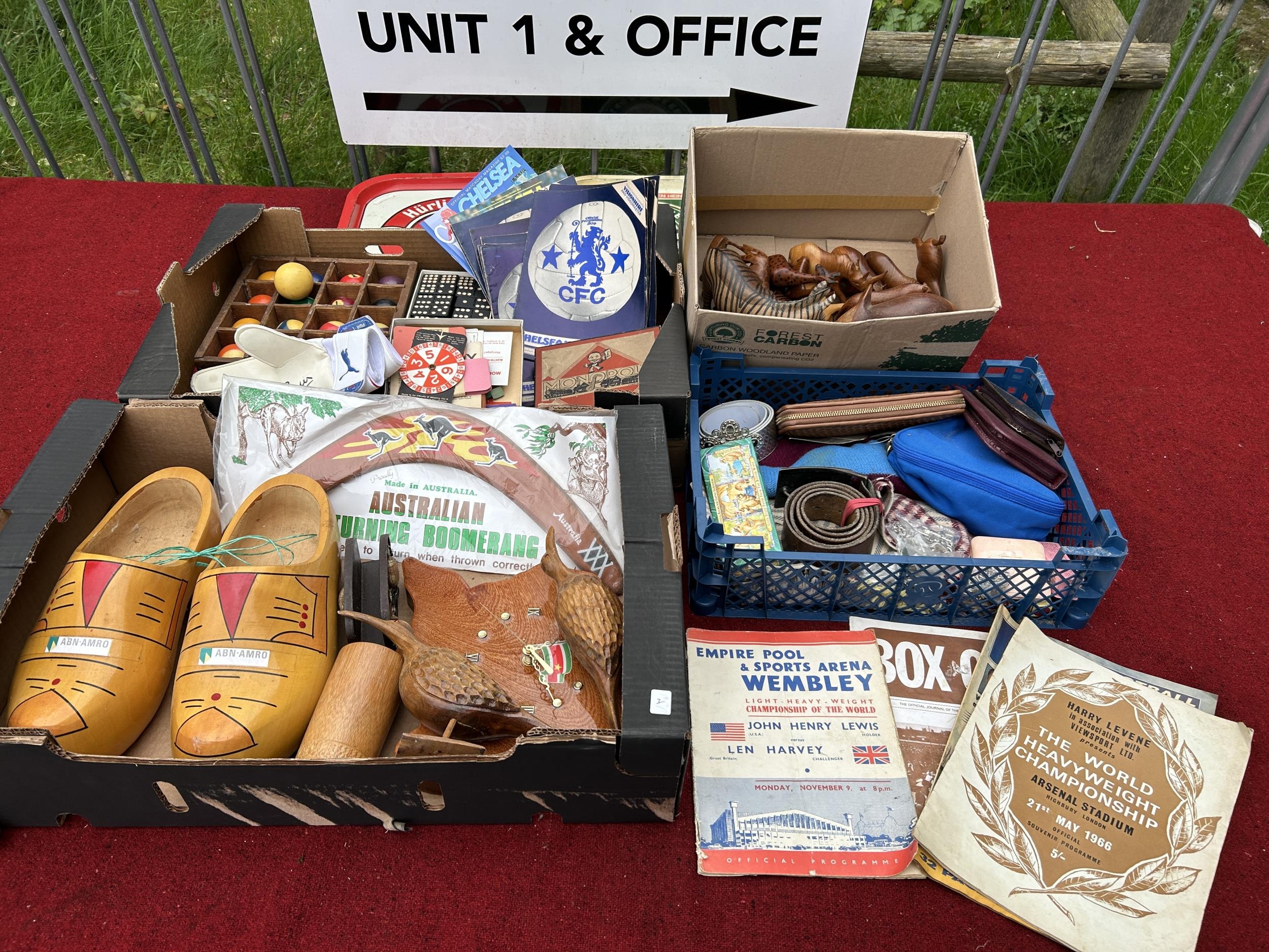 Game parts, Chelsea 1970's football programmes, 2 Boxing programmes ...