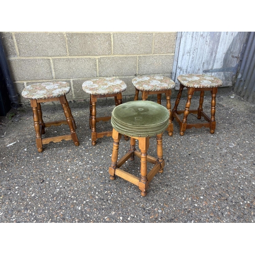 241 - Five oak framed bar stools