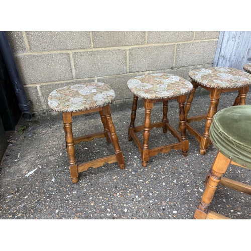 241 - Five oak framed bar stools