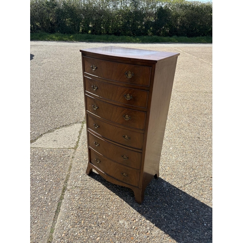 250 - A repro mahogany bow front tallboy chest of drawers 62x44x12