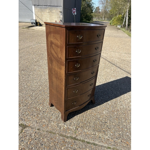 250 - A repro mahogany bow front tallboy chest of drawers 62x44x12